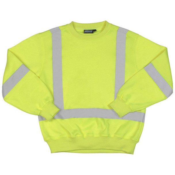 62000 ERB W143 Class 3 Crew Neck Sweatshirt Hi Viz Lime Medium Safety Apparel - Aware Wear Cold Weather Wear