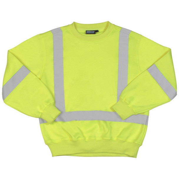 62002 ERB W143 Class 3 Crew Neck Sweatshirt Hi Viz Lime XL Safety Apparel - Aware Wear Cold Weather Wear