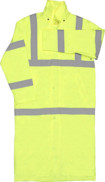 62028 ERB S163 Class 3 Long Rain Coat Hi Viz Lime Medium Safety Apparel - Aware Wear & Hi Viz Ts