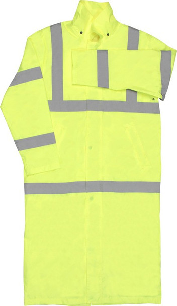 62031 ERB S163 Class 3 Long Rain Coat Hi Viz Lime 2X Safety Apparel - Aware Wear & Hi Viz Ts