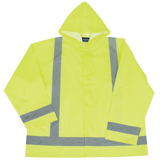 61496 ERB S373 Class 3 Lightweight Oversized Raincoat Hi Viz Lime XL-2X Safety Apparel - Aware Wear & Hi Viz Ts