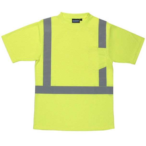 61671 ERB 9006S Class 2 T-Shirt with Reflective Tape Birdseye Knit Mesh Hi Viz Lime Large Safety Apparel - Aware Wear & Hi Viz Ts