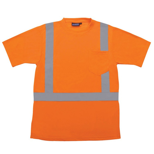 61677 ERB 9006S Class 2 T-Shirt with Reflective Tape Birdseye Knit Mesh Hi Viz Orange Medium Safety Apparel - Aware Wear & Hi Viz Ts