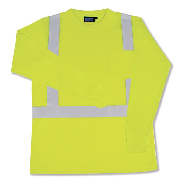 14122 ERB 9602S Long Sleeve T-Shirt Hi Viz Lime LG Safety Apparel - Aware Wear & Hi Viz Ts