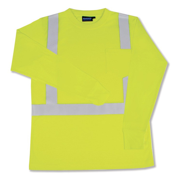 14125 ERB 9602S Long Sleeve T-Shirt Hi Viz Lime 3XL Safety Apparel - Aware Wear & Hi Viz Ts