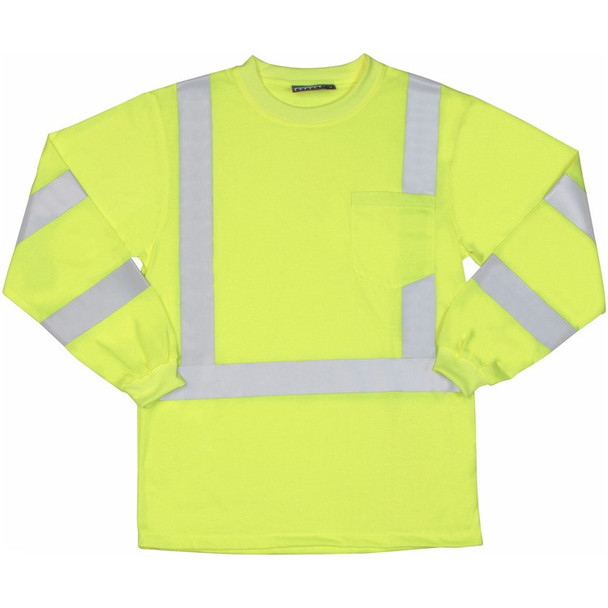 62125 ERB 9802S Class 3 Long Sleeve Hi Viz Lime 2X Safety Apparel - Aware Wear & Hi Viz Ts