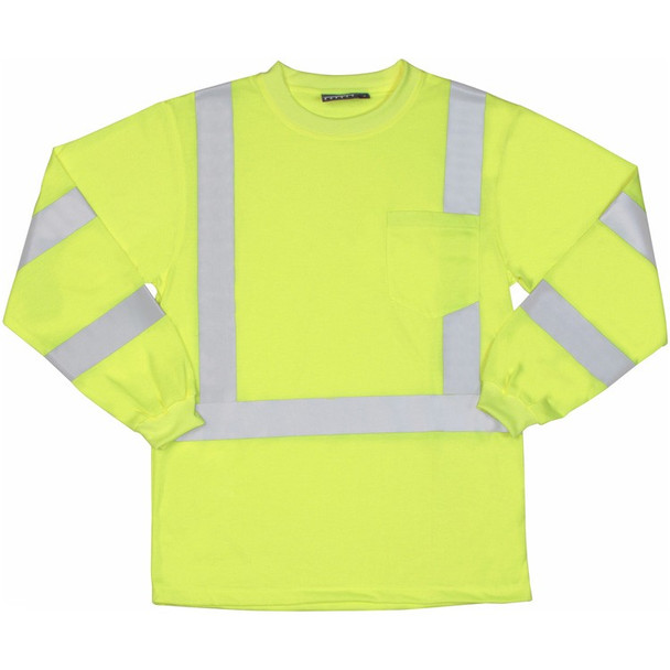 62127 ERB 9802S Class 3 Long Sleeve Hi Viz Lime 4X Safety Apparel - Aware Wear & Hi Viz Ts