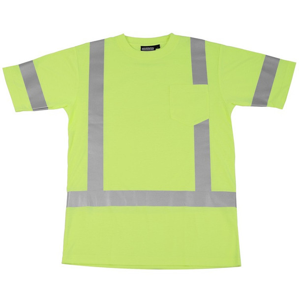 61278 ERB 9801S Class 3 Short Sleeve T-Shirt Hi Viz Lime M Safety Apparel - Aware Wear & Hi Viz Ts