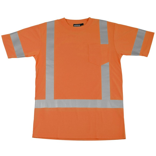 61274 ERB 9801S Class 3 Short Sleeve T-Shirt Hi Viz Orange 3X Safety Apparel - Aware Wear & Hi Viz Ts