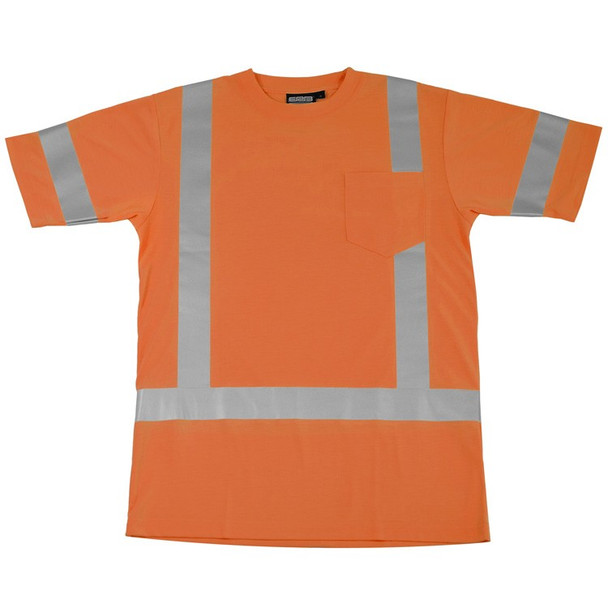 61275 ERB 9801S Class 3 Short Sleeve T-Shirt Hi Viz Orange 4X Safety Apparel - Aware Wear & Hi Viz Ts