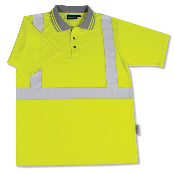 61468 ERB S369 Class 2 Polo Shirt Jersey Knit Hi Viz Lime 2X Safety Apparel - Aware Wear & Hi Viz Ts