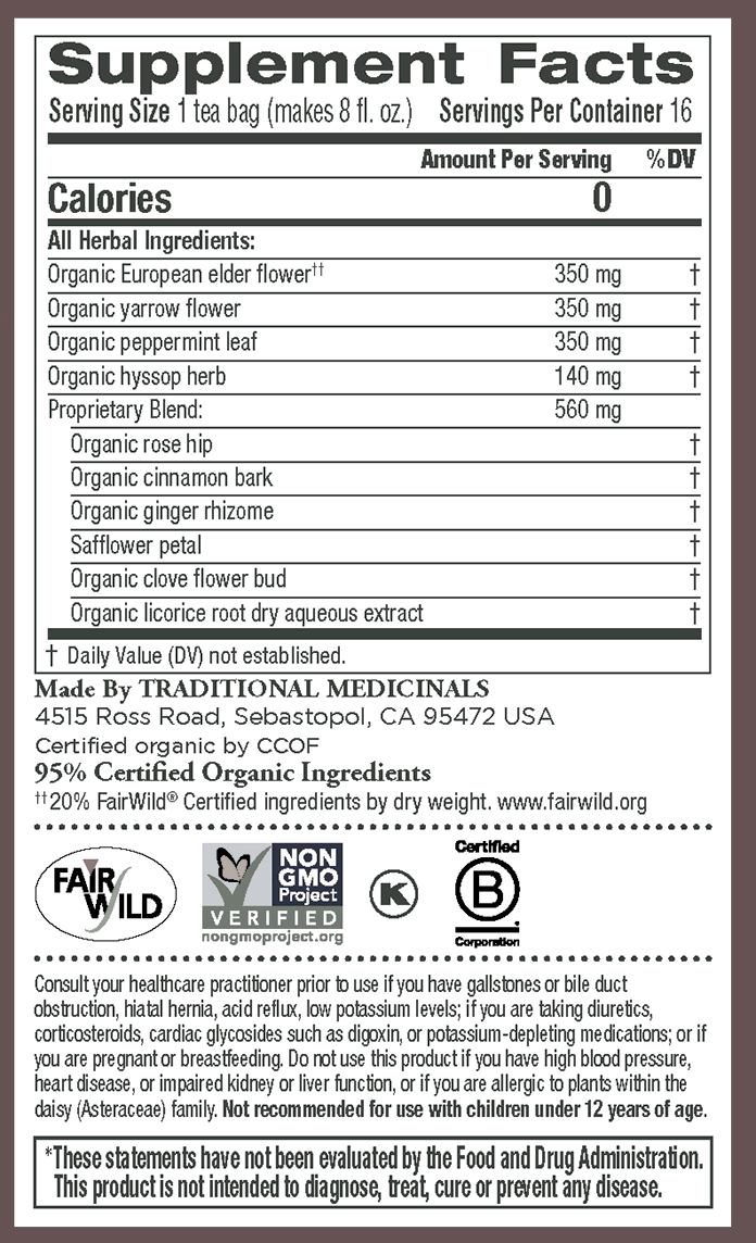 Traditional Medicinals Herbal Cold Care Tea Spirit of Health Store