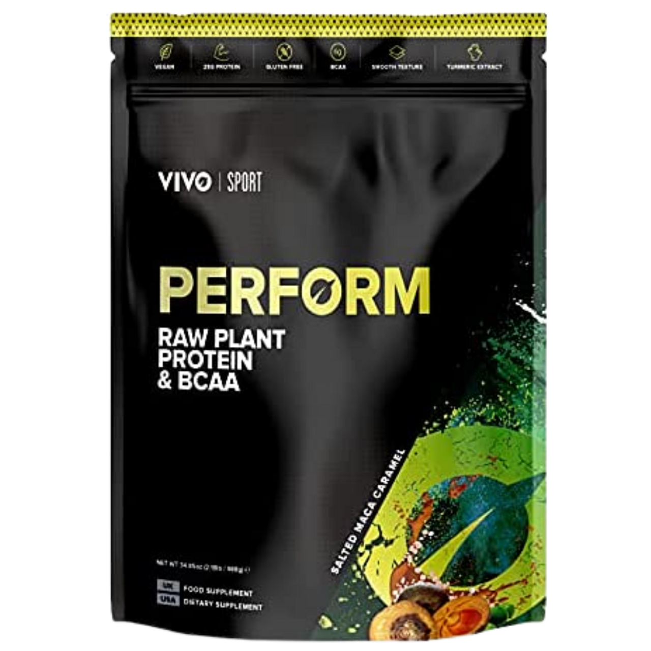 Vivo Perform Raw Plant Protein & BCAA Powder Salted Maca Caramel exp 07-2021 