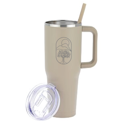 Eden Studio Logo Mug with Straw - Khaki (40 oz)