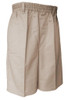 Khaki adaptive twill shorts with mock fly and cellphone pocket