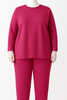 Adaptive back‑snap fleece top and side‑zip pants set in fuchsia