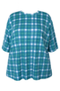 Adaptive printed knit top for easy dressing, green plaid, size 6X”