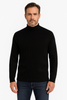 Men’s fine ribbed cotton pullover sweater in black