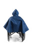 NAVY Water Repellent: Winter Wheelchair Poncho Cape with Shortened Back for Wheel Safety – Back View