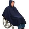 BLACK Fleece: Winter Hooded Wheelchair Poncho Cape with Polar Fleece or Sherpa Lining – Front View