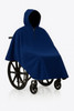 Zippered neckline on adaptive wheelchair poncho.