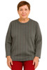 Long‑sleeve grey pinstripe adaptive top for assisted dressing