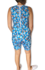 Adaptive one-piece swimsuit with extended leg coverage and back zipper closure