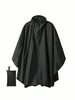 Black waterproof hooded wheelchair rain poncho – front view