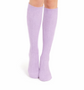 LILAC: Close‑up of women’s acrylic Orlon knee‑high cable socks with cable knit texture