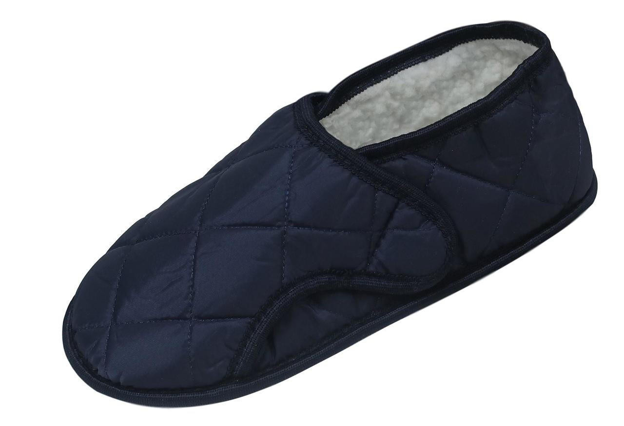 Men's Navy Edema Slipper for Swollen Feet-Opens Fully