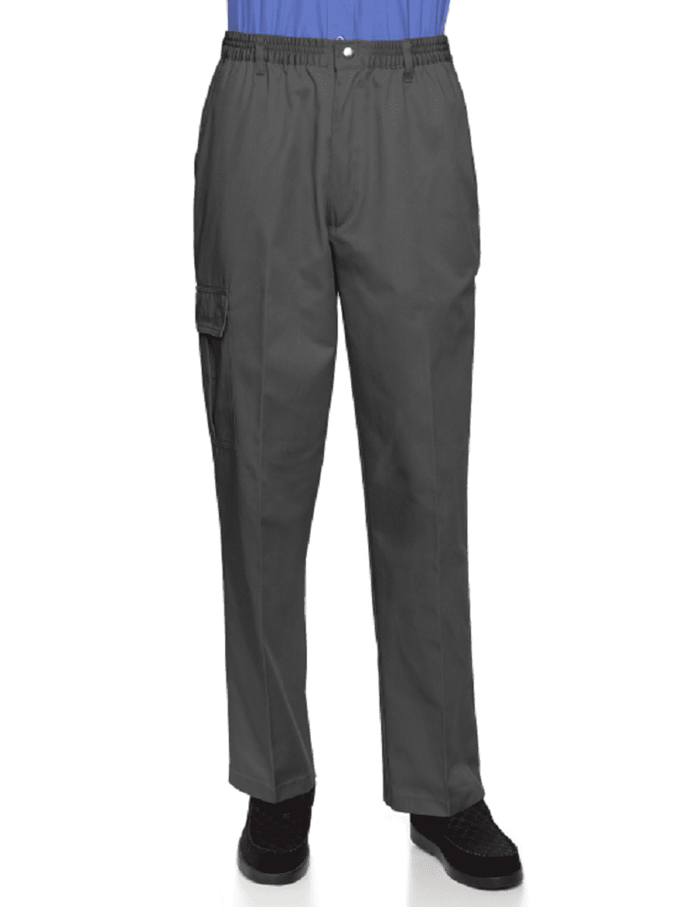 Full-Elastic Twill Casual Pants with Center-Snaps Closure