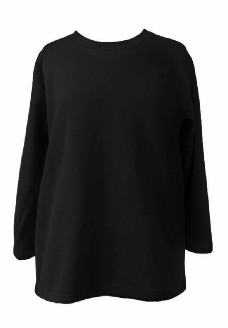Black adaptive back‑snap fleece sweatshirt shown from the front