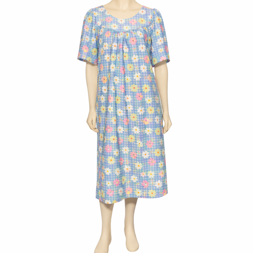 short sleeve house dress Ekouaer Short Sleeve House Dress with Pockets Green Feather / XL