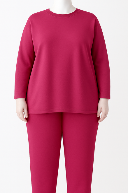 Adaptive back‑snap fleece top and side‑zip pants set in fuchsia