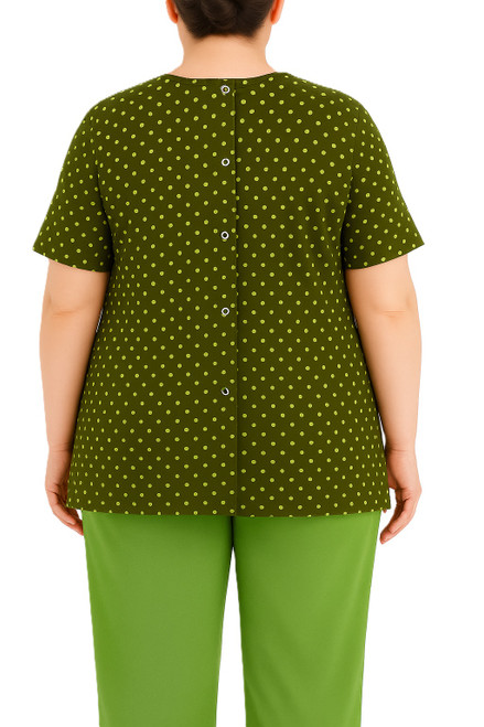 CLEARANCE Adaptive Back Snap Printed Top Pant Set – Lime Dots