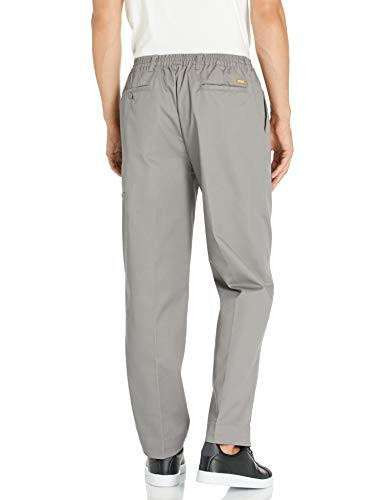 GREY; Men’s Half Elastic Casual Twill Pull‑On Pants — relaxed fit, durable everyday twill pants