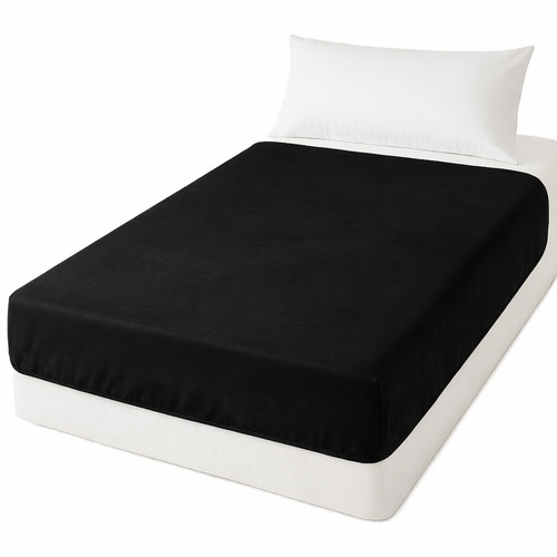 BLACK: QUEEN Full view of waterproof wipe‑clean protective bed sheet