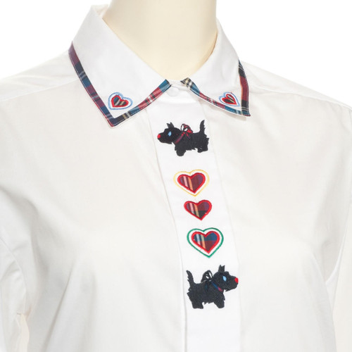 Women's Blue Poodle Blouse-Long Sleeves