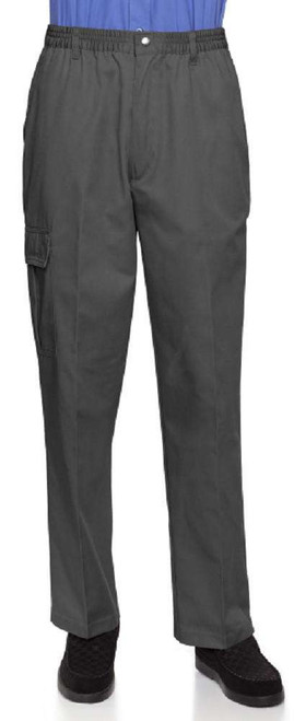 Full-Elastic Twill Casual Pants with Center-Snaps Closure