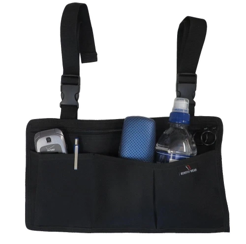 Side-Pack Walker, Scooter or Wheelchair Bag Pack with Key Rings -Black