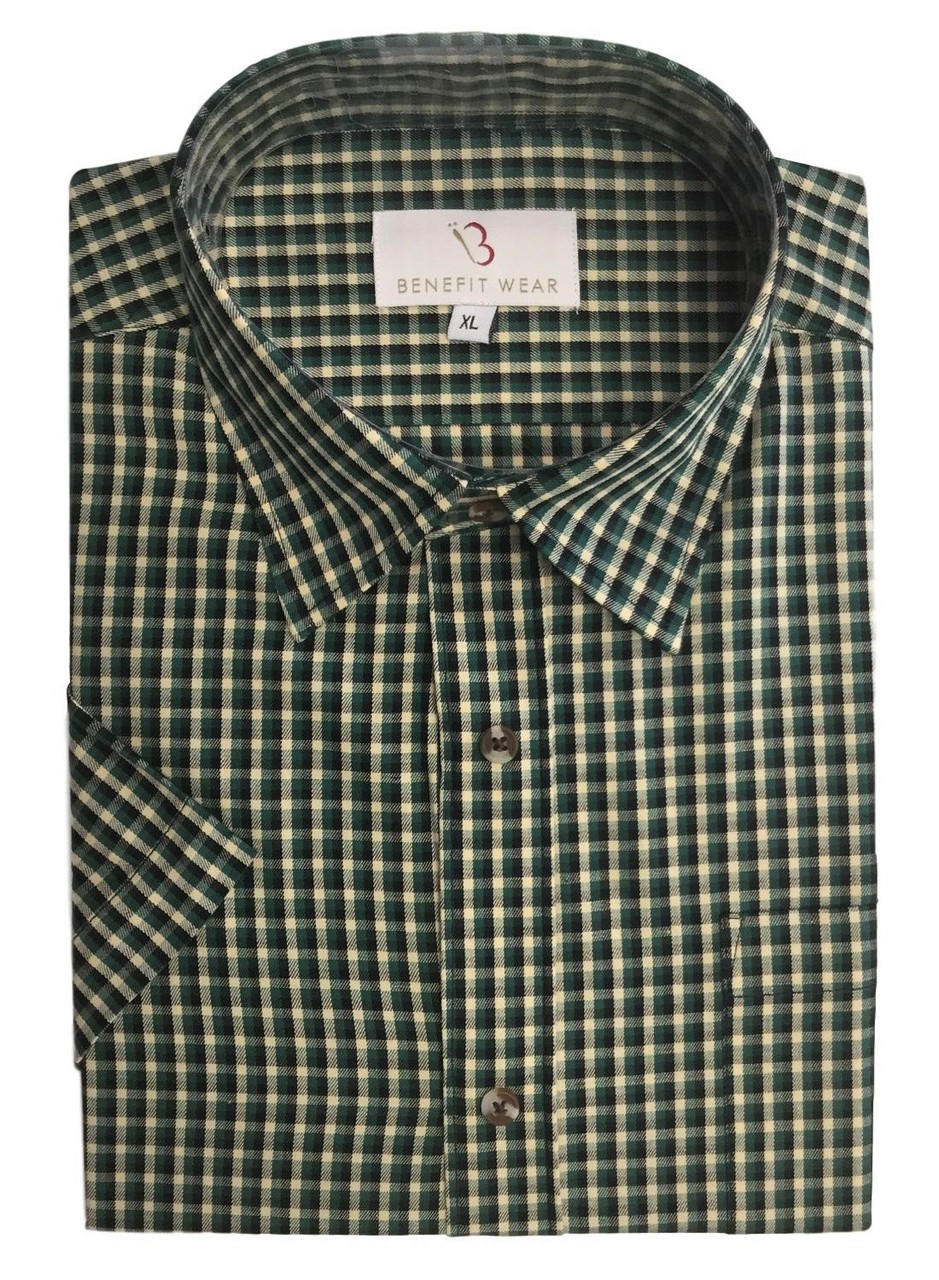 Front HOOK-and LOOP Closure Dress Shirt, Short Sleeve