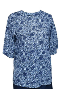 Adaptive Womens Back Snap Printed Knit Top-NAVY FLORAL