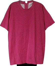 Adaptive Back-Snap Printed Top-Hot Pink Dots