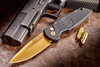 Nighthawk Custom ProTech TR-3 Knife - Black / Gold, K211-G, 080683001815