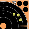EZ-AIM Splash Reactive Self-Adhesive Target 8" Bullseye Pack - Black/Orange 6 per pack