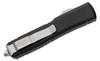 Microtech - Ultratech OTF Knife 3.46" Stonewashed Drop Point - Combo Blade - Black Aluminum Handle