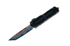 Microtech Scarab II Gen III T/E – Blued Baker Forge CopperMai Damascus Blade | Black Aluminum Handle w/ Stingray Inlay & DLC Hard Cut Hardware (1279-16MS1)