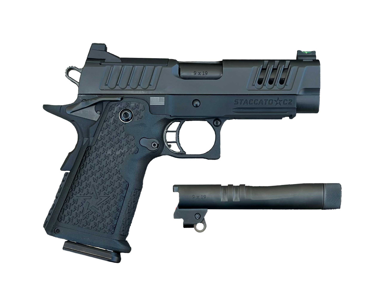 Staccato C2 DPO Optic Ready X-Serrations 9mm Pistol Threaded Package