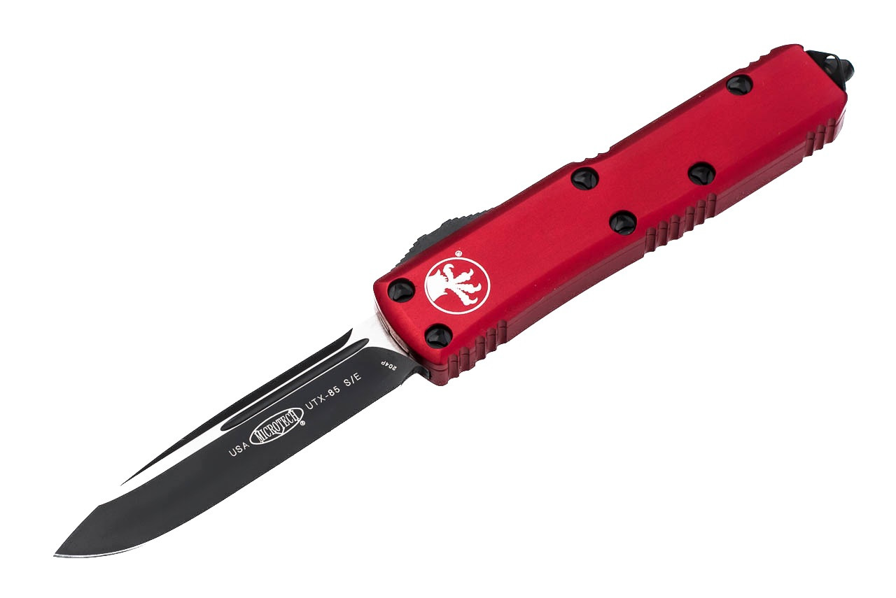 Microtech UTX-85 S/E - Red Handle - Black Blade