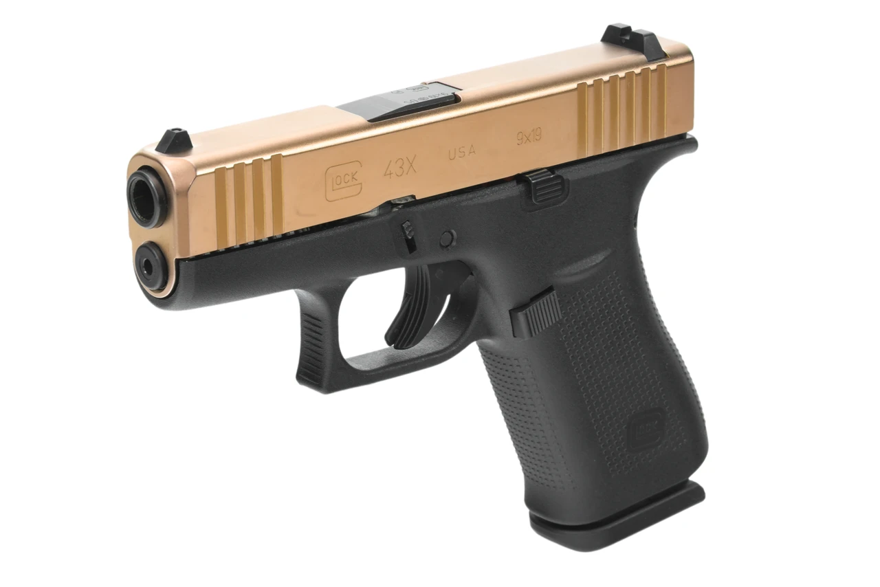 [レア]　オフコース メモリアル ゴールド ディスク Glock 43X Rose Gold 9mm Pistol - Lipsey's Exclusive